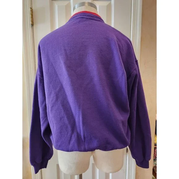 Red Hat Society Vintage Morning Sun Sweatshirt Purple‎ Double Collar - Picture 3 of 6
